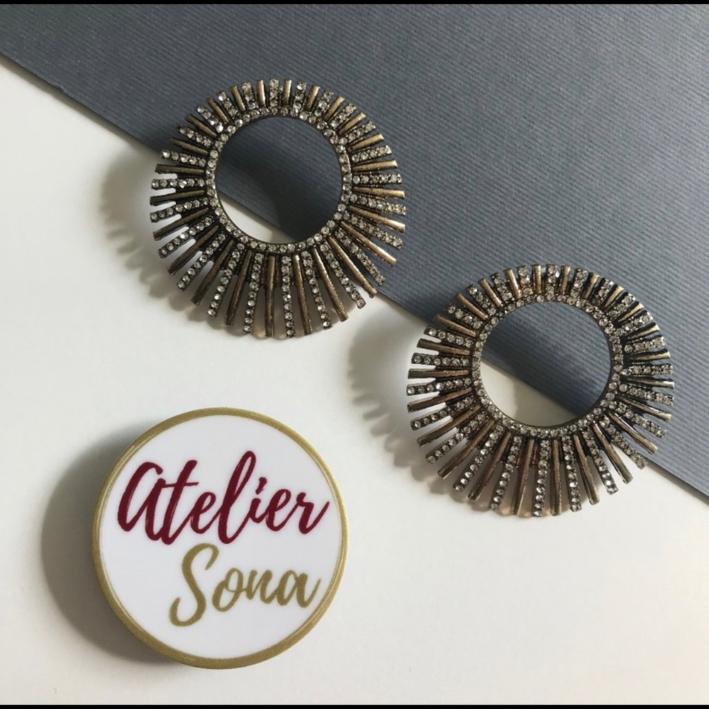 Pave bar hoop earrings